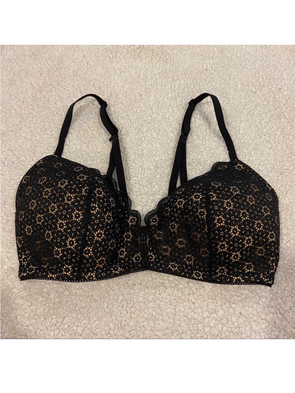 aerie black lace wireless bra size 34D